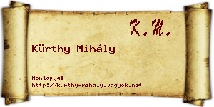 Kürthy Mihály névjegykártya